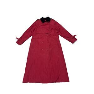 Vintage London Fog Red Trench Coat USA Union Made 10P Wool Liner Deadstock